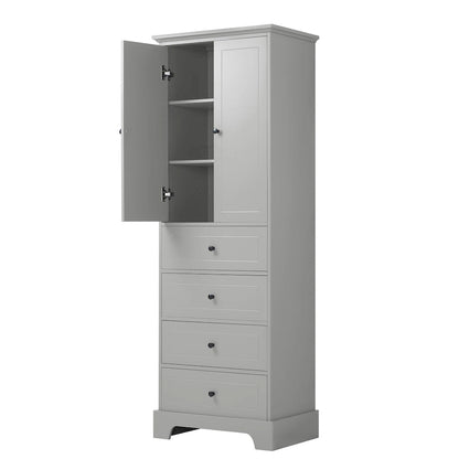 Armoire de rangement à 2 portes et 4 tiroirs pour salle de bain ou bureau