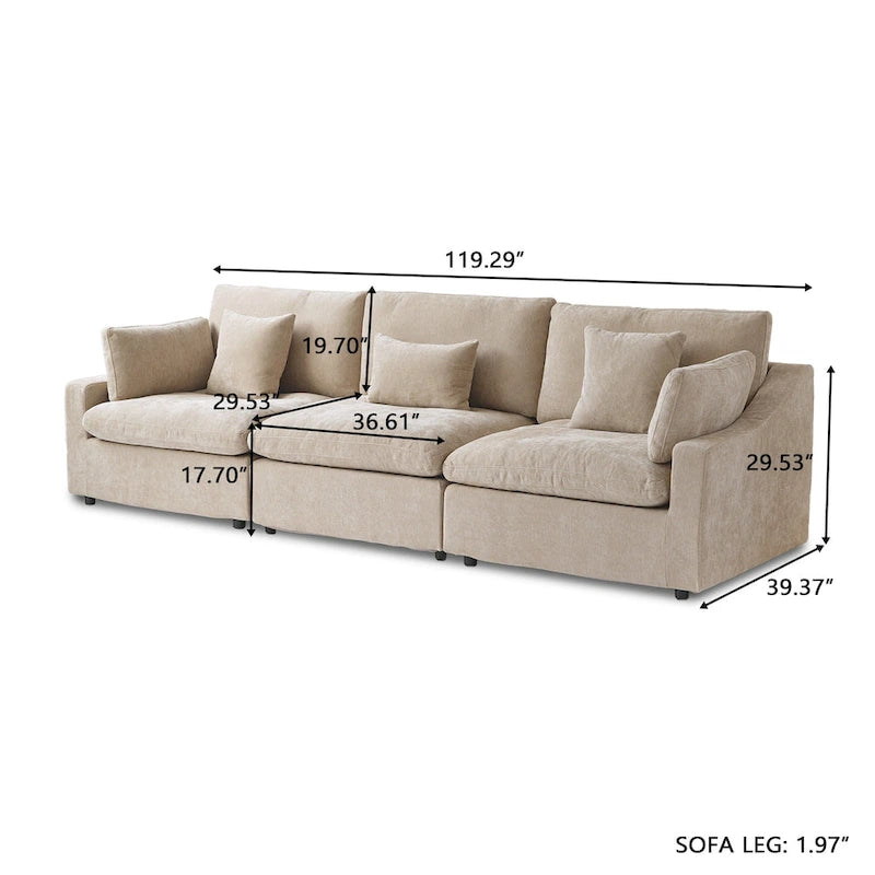 Canapés modulaires sectionnels, Canapés profonds minimalistes et confortables en duvet pour bureau et appartement