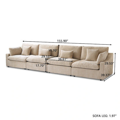 Canapés modulaires sectionnels, Canapés profonds minimalistes et confortables en duvet pour bureau et appartement