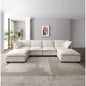 Canapé d'angle modulable 6 places en forme de U beige avec pouf
