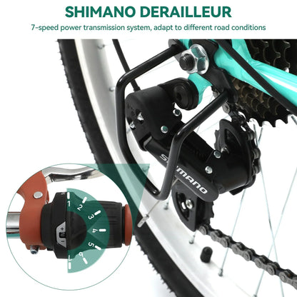 Moasis24/26 Vélo Cruiser 7 Vitesses, Vélo à Cadre Bas Ajustable, Vélo de Ville, Bicyclette