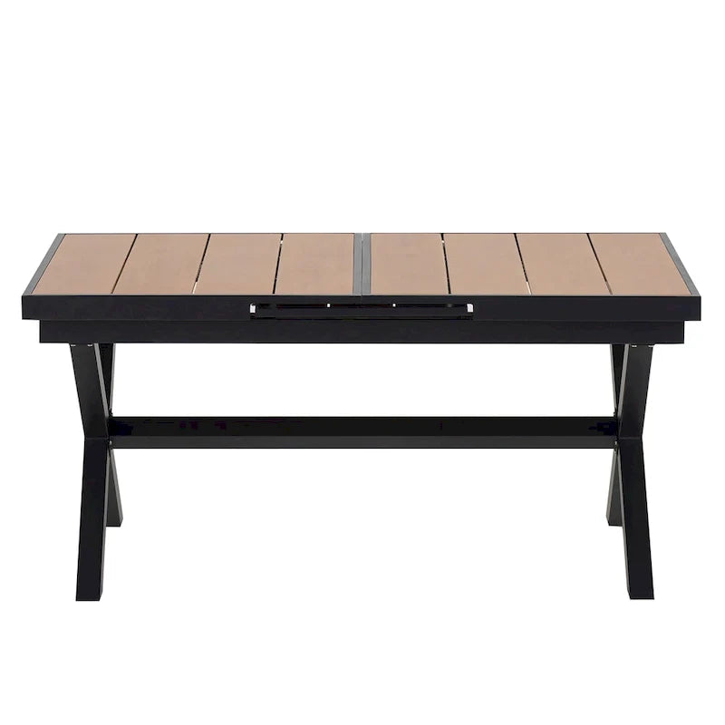 Ensemble de salle à manger d'extérieur extensible 7 pièces avec table extensible et 6 fauteuils