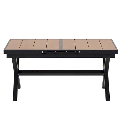 Ensemble de salle à manger d'extérieur extensible 7 pièces avec table extensible et 6 fauteuils