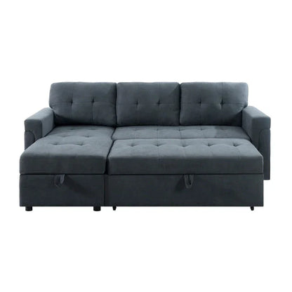 Canapé d'angle réversible convertible avec lit gigogne, méridienne de rangement et pieds durables
