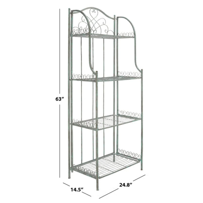 SAFAVIEH Bryn Étagère de boulanger d'extérieur victorienne en fer forgé à 4 niveaux - 63,5 cm l x 38,1 cm P x 160 cm H - 25L x 15P x 63H