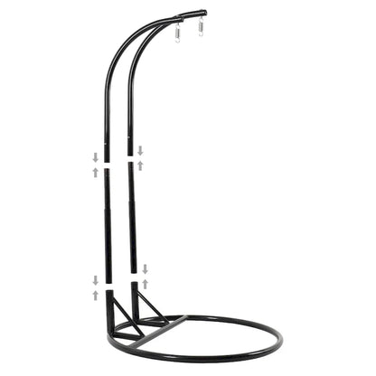 Fauteuil suspendu en forme d'œuf avec support métallique, cadre en osier et coussin – Beige / Bleu anthracite / Blanc / Bleu / Blanc antique / Marron / Toile, 2 places