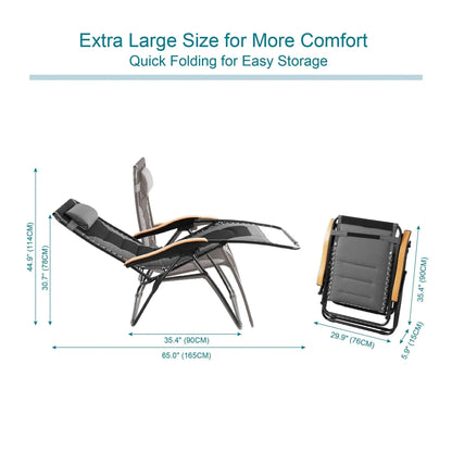 Fauteuil de relaxation zéro gravité XL surdimensionné rembourré avec accoudoirs plus larges et porte-gobelet réglable - N/A