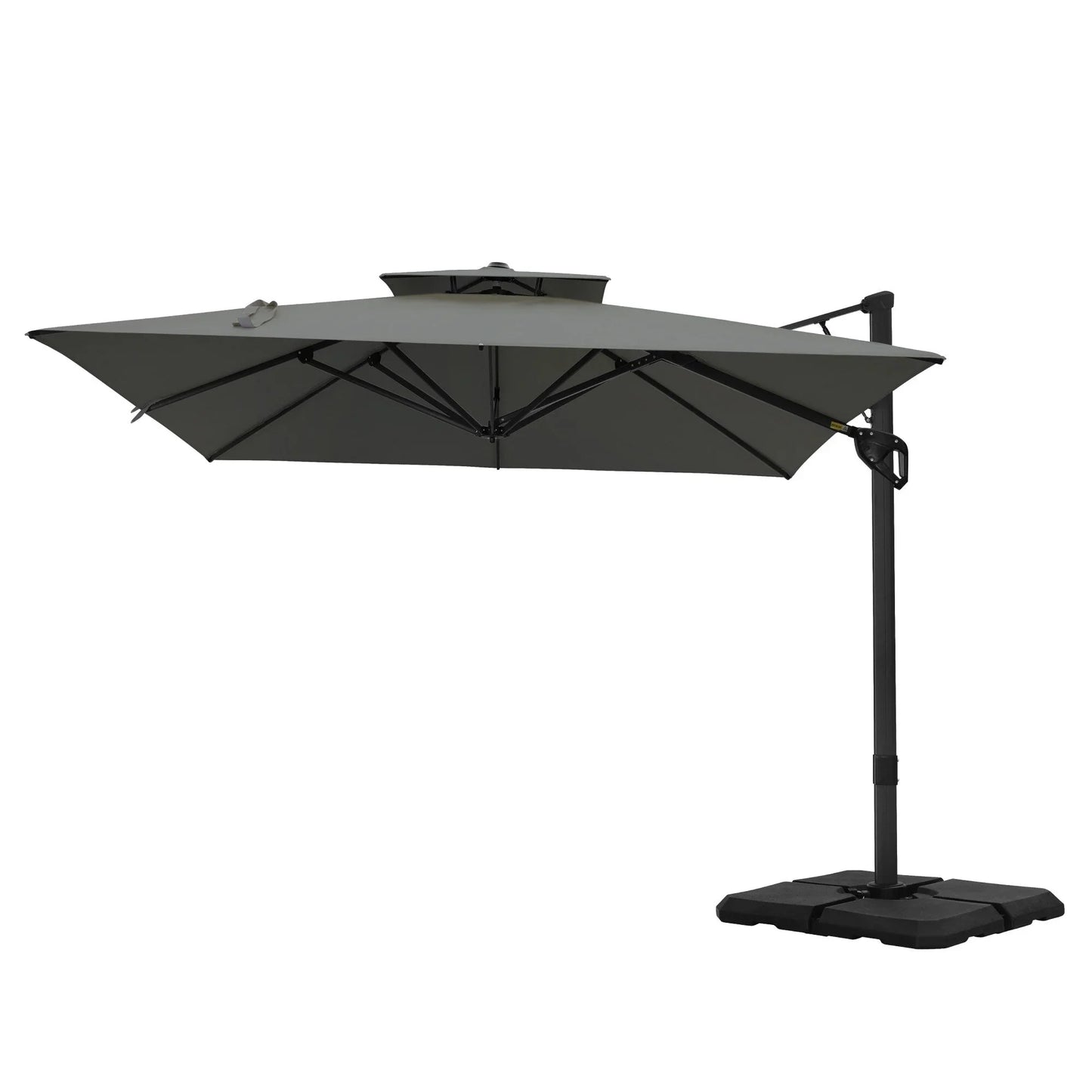 MAISON ARTS Parasol déporté hydraulique automatique 3,6 m avec mât en aluminium et rotation à 360 degrés