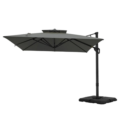MAISON ARTS Parasol déporté hydraulique automatique 3,6 m avec mât en aluminium et rotation à 360 degrés