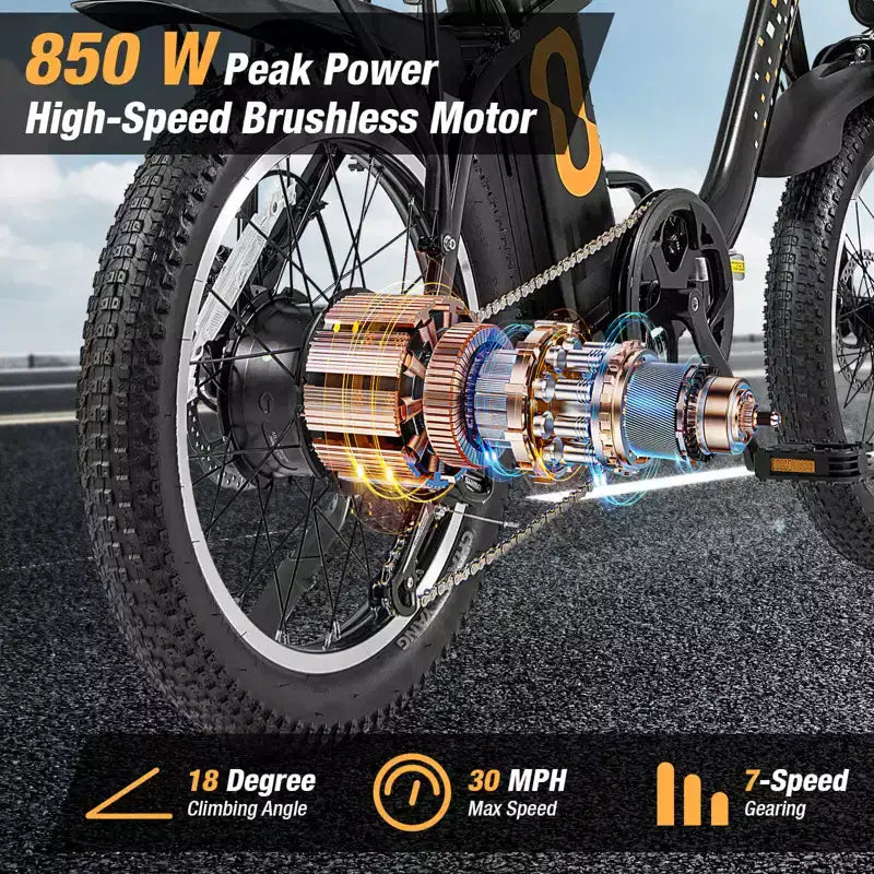 Vélo électrique pliant tout-terrain Costway pour adultes, avec pneus larges de 20 pouces, moteur sans balais de 750 W, batterie 54 V 13 Ah, certifié UL2849