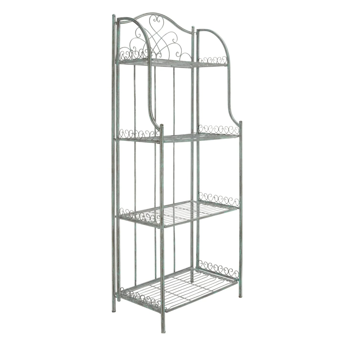 SAFAVIEH Bryn Étagère de boulanger d'extérieur victorienne en fer forgé à 4 niveaux - 63,5 cm l x 38,1 cm P x 160 cm H - 25L x 15P x 63H