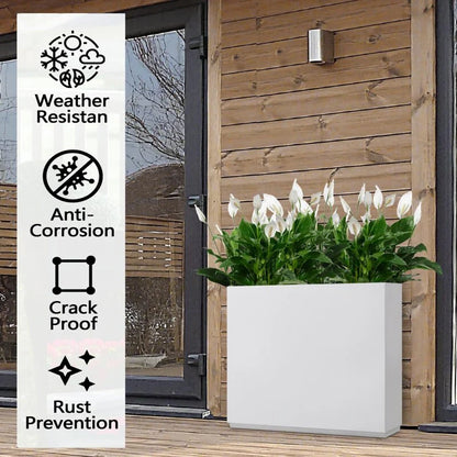 Jardinière Métallique Haute pour Plantes d'Extérieur, 38 po L x 10 po l x 30 po H, Longue et Haute Jardinière en Métal - 38x30x10