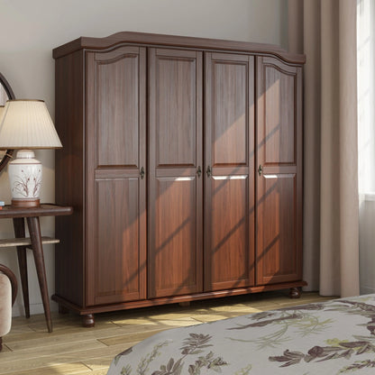 Palace Imports Kyle Armoire 4 portes 100 % en bois massif avec portes en bois massif ou portes miroir