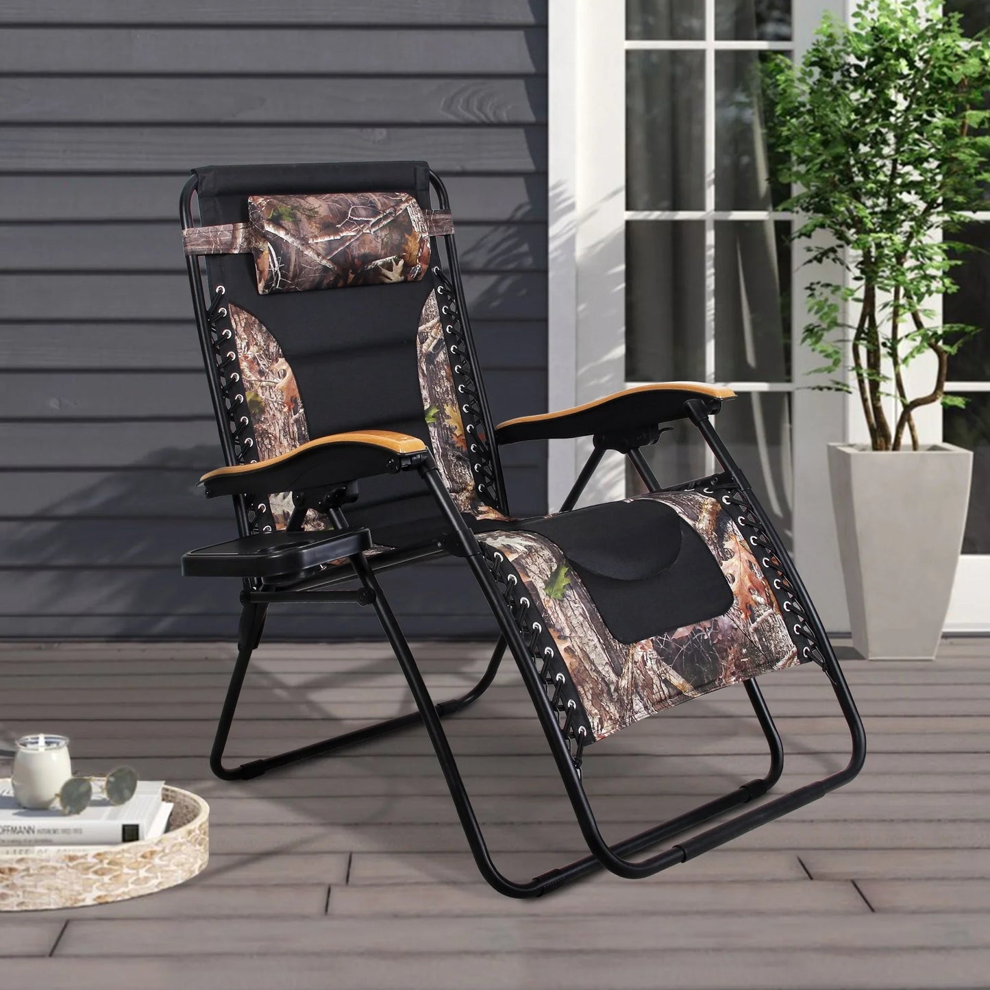 Fauteuil de relaxation zéro gravité XL surdimensionné rembourré avec accoudoirs plus larges et porte-gobelet réglable - N/A