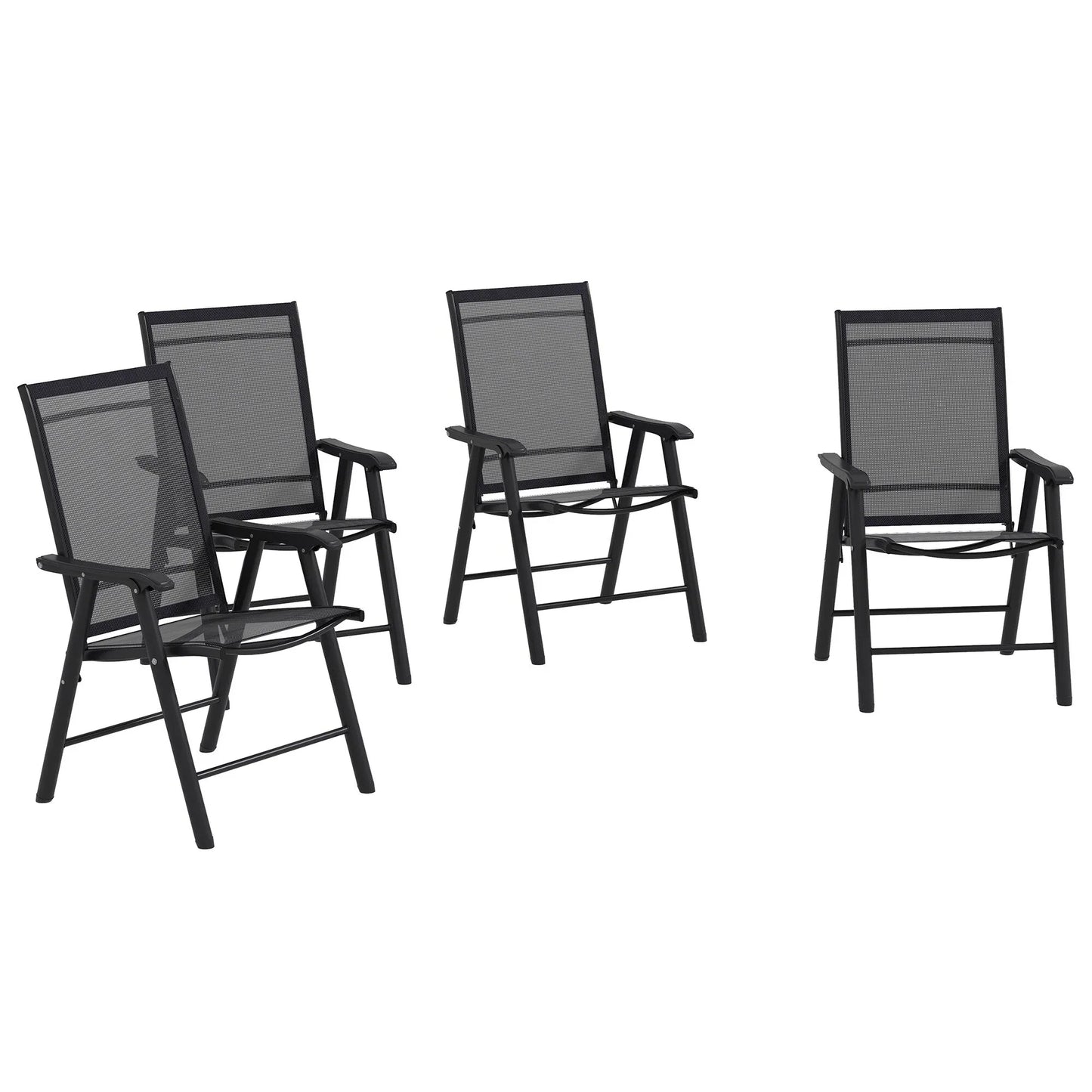 Lot de 4 chaises pliantes Outsunny au design simple et élégant, confortables pour la terrasse, le jardin et les voyages