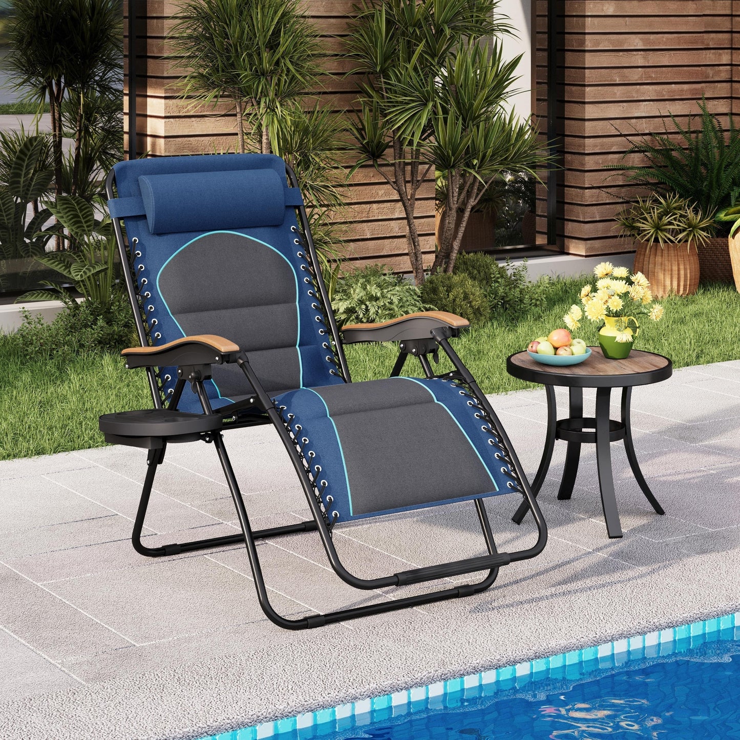 Fauteuil de relaxation zéro gravité XL surdimensionné rembourré avec accoudoirs plus larges et porte-gobelet réglable - N/A