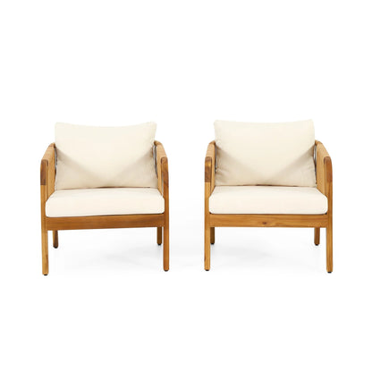 Ensemble de fauteuils de club en bois d'acacia et osier Jabe Outdoor de Christopher Knight Home