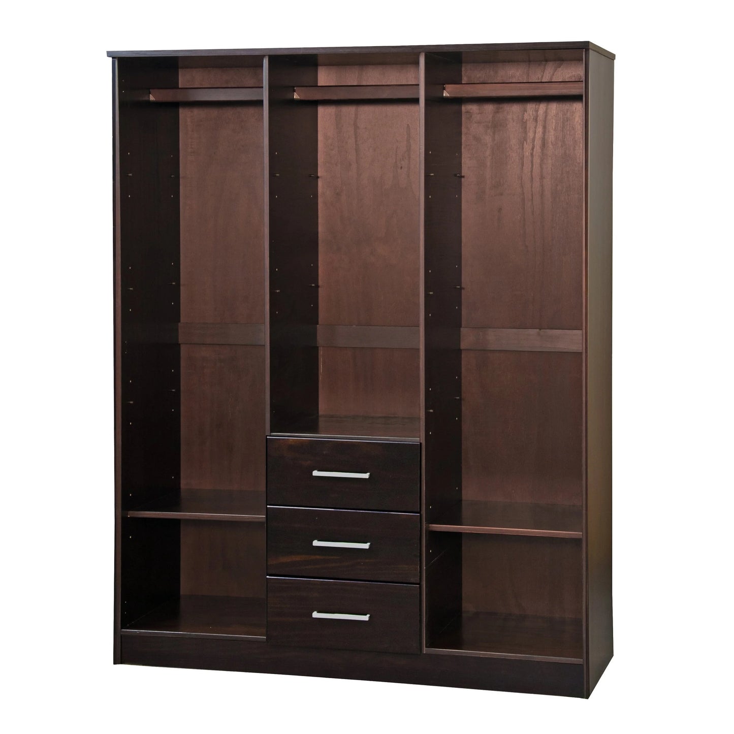 Palace Imports Armoire Cosmo 3 portes 100 % bois massif avec portes en bois massif ou portes miroir