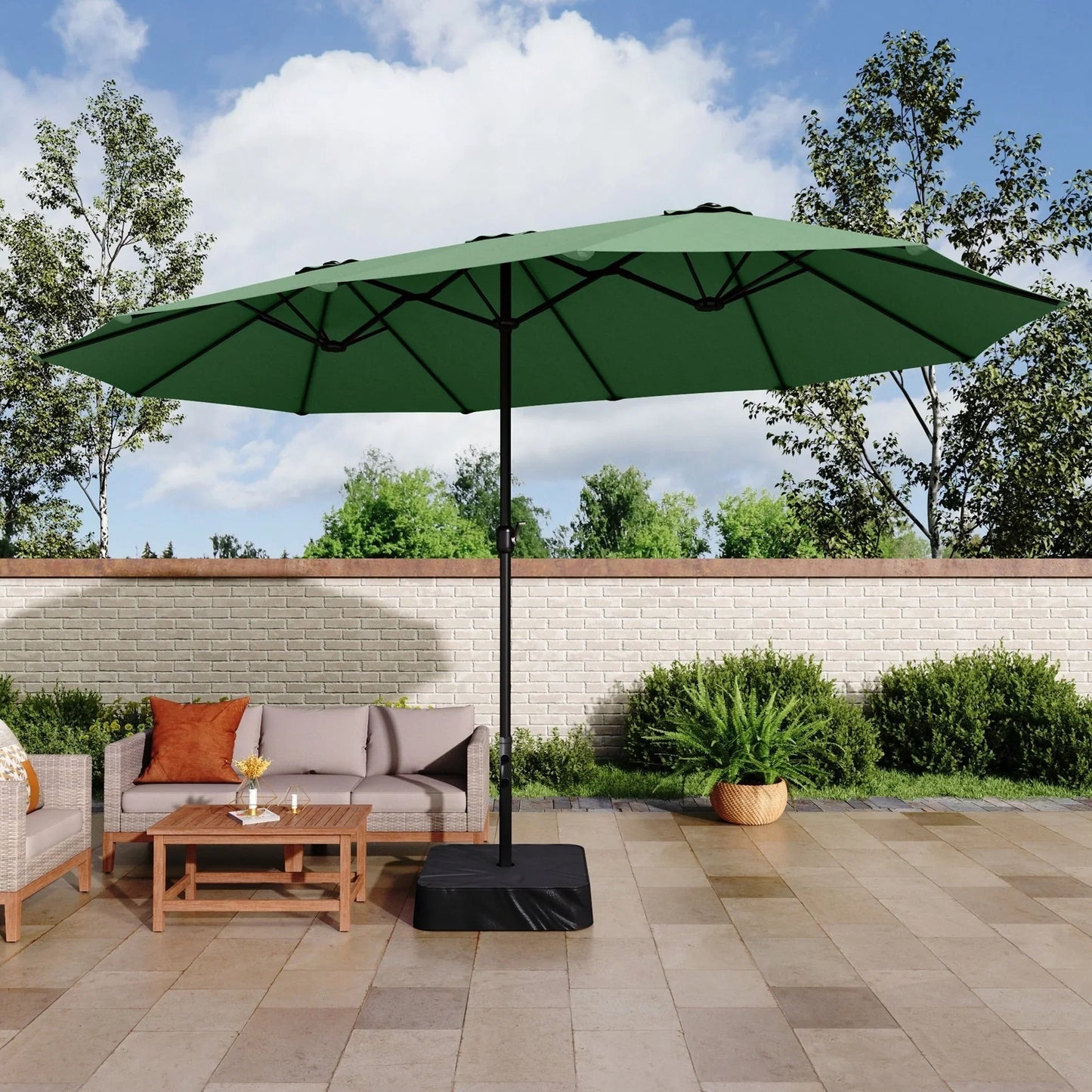 MAISON ARTS Grand Parasol Double Face de 4,5 m avec Base Incluse pour Patio