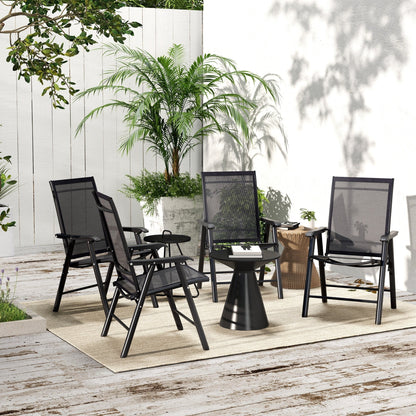 Lot de 4 chaises pliantes Outsunny au design simple et élégant, confortables pour la terrasse, le jardin et les voyages