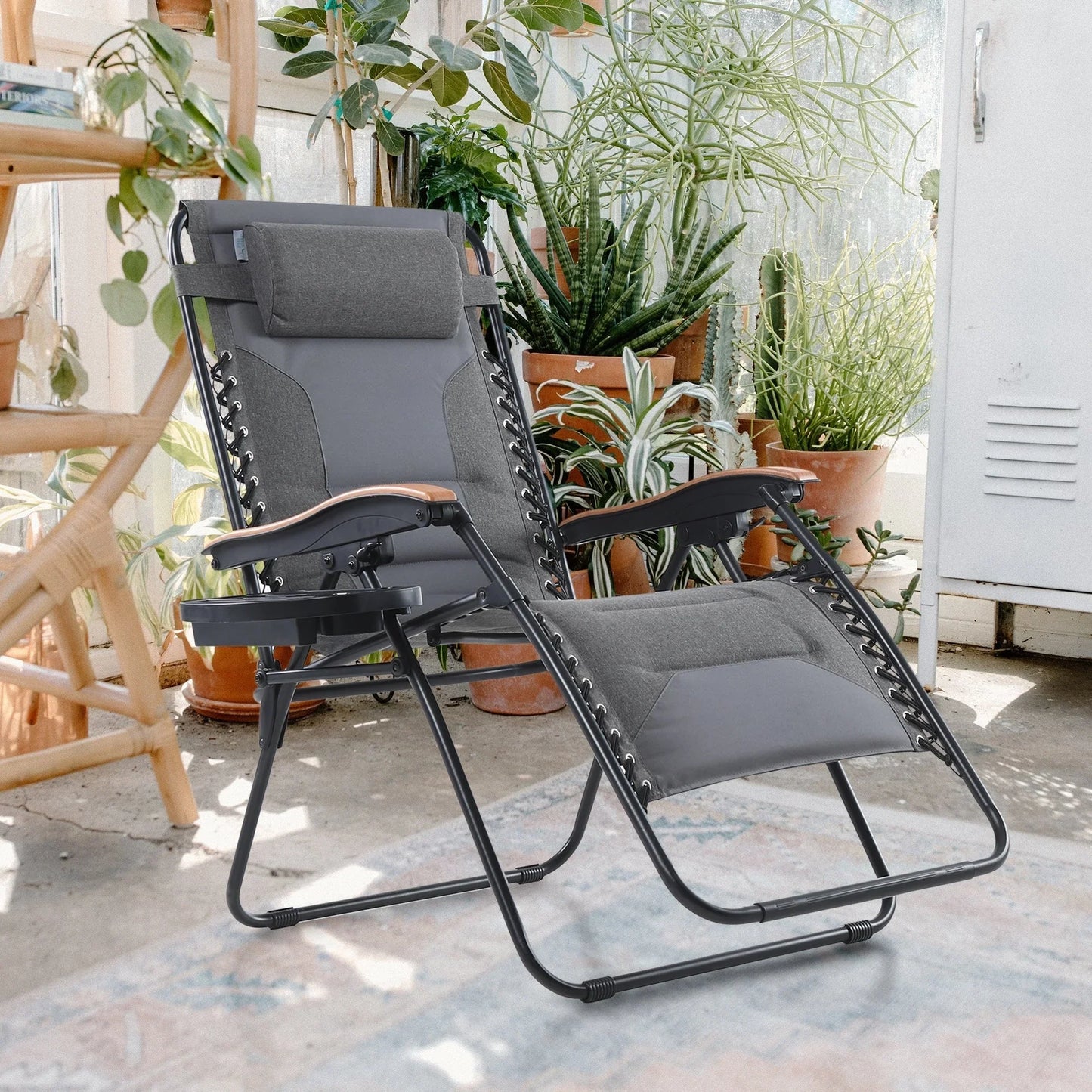 Fauteuil de relaxation zéro gravité XL surdimensionné rembourré avec accoudoirs plus larges et porte-gobelet réglable - N/A