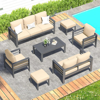 AECOJOY Ensemble de 7 Meubles de Jardin en Aluminium pour Extérieur