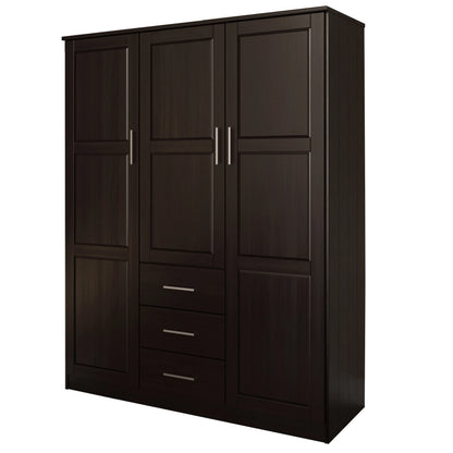 Palace Imports Armoire Cosmo 3 portes 100 % bois massif avec portes en bois massif ou portes miroir
