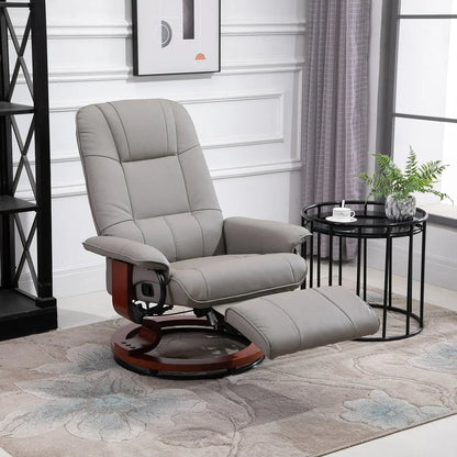 Fauteuil inclinable manuel pivotant en similicuir HomCom avec repose-pieds confortable et relaxant