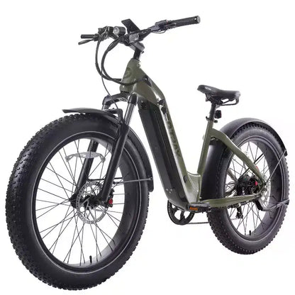 Vélo électrique hybride à pneus larges 26 pouces GOTRAX pour adulte à cadre ouvert - Vert