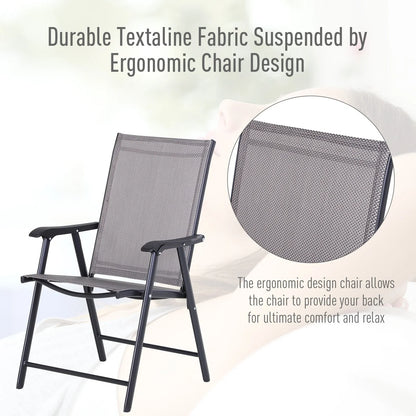 Lot de 4 chaises pliantes Outsunny au design simple et élégant, confortables pour la terrasse, le jardin et les voyages