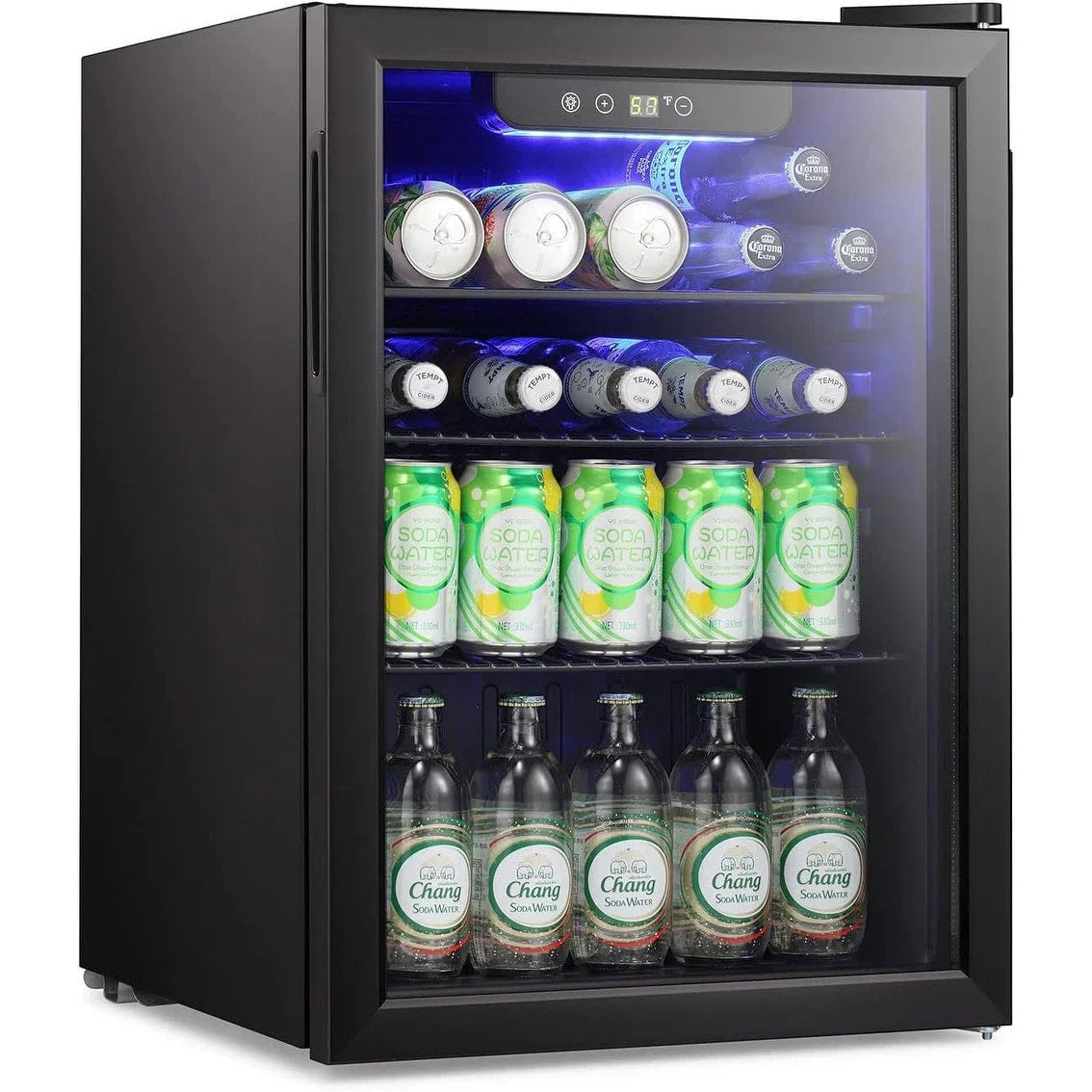 Mini-réfrigérateur - Réfrigérateur à boissons 100 canettes, cave à vin, porte vitrée transparente, petit réfrigérateur à boissons avec écran tactile - 73,6 litres