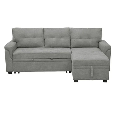 Canapé d'angle réversible convertible avec lit gigogne, méridienne de rangement et pieds durables