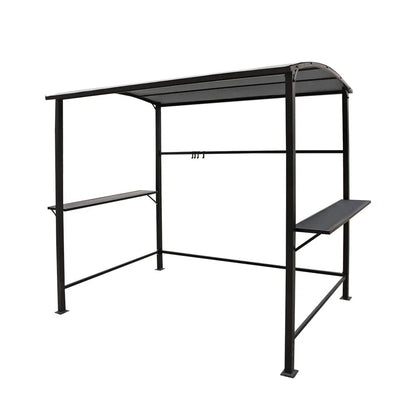 Abri barbecue en acier avec auvent, 1,5 x 2,4 m