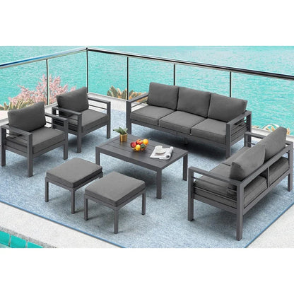 AECOJOY Ensemble de 7 Meubles de Jardin en Aluminium pour Extérieur