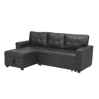 Canapé d'angle réversible convertible avec lit gigogne, méridienne de rangement et pieds durables