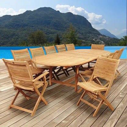 Ensemble de salle à manger extérieur extensible Amazonia Teak Sessa 13 pièces - 13 pièces