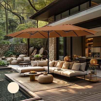 MAISON ARTS Grand Parasol Double Face de 4,5 m avec Base Incluse pour Patio