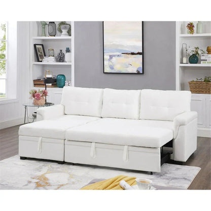 Canapé d'angle réversible convertible avec lit gigogne, méridienne de rangement et pieds durables