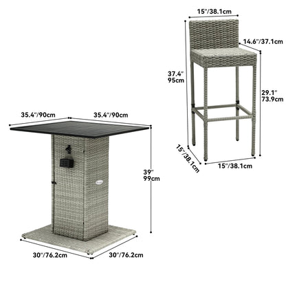 Ensemble de bar extérieur en osier Moasis 5 pièces - 5 PCS