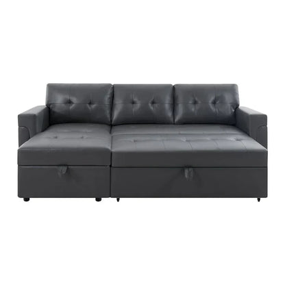 Canapé d'angle réversible convertible avec lit gigogne, méridienne de rangement et pieds durables