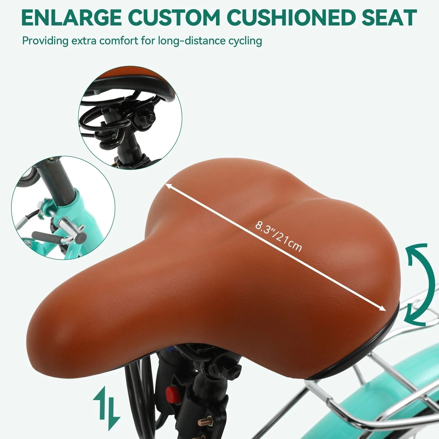 Moasis24/26 Vélo Cruiser 7 Vitesses, Vélo à Cadre Bas Ajustable, Vélo de Ville, Bicyclette