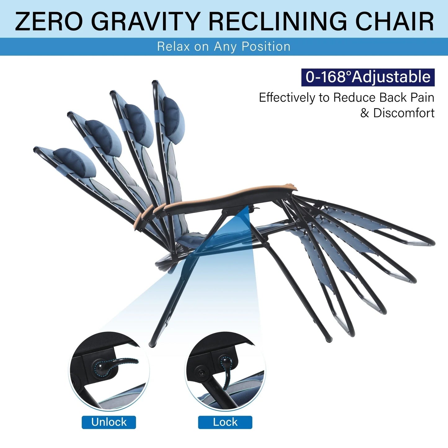 Fauteuil de relaxation zéro gravité XL surdimensionné rembourré avec accoudoirs plus larges et porte-gobelet réglable - N/A