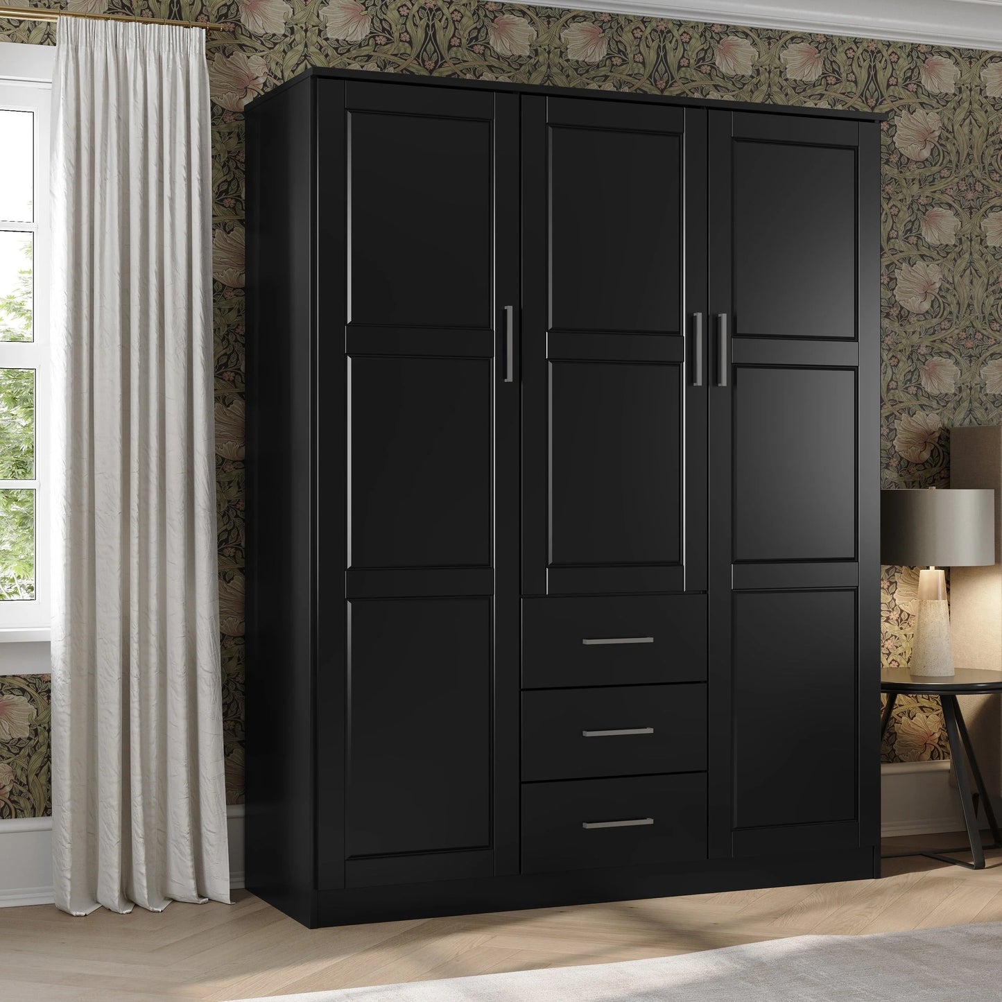 Palace Imports Armoire Cosmo 3 portes 100 % bois massif avec portes en bois massif ou portes miroir