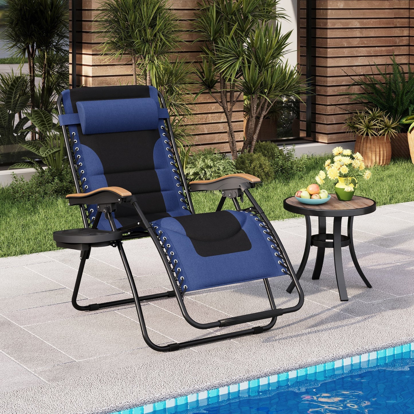 Fauteuil de relaxation zéro gravité XL surdimensionné rembourré avec accoudoirs plus larges et porte-gobelet réglable - N/A