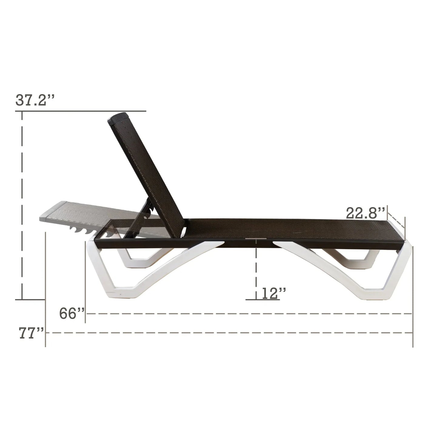 Kozyard Alan Chaise longue de patio inclinable et réglable, entièrement plate, en aluminium et résine de polypropylène