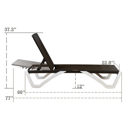 Kozyard Alan Chaise longue de patio inclinable et réglable, entièrement plate, en aluminium et résine de polypropylène