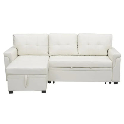 Canapé d'angle réversible convertible avec lit gigogne, méridienne de rangement et pieds durables
