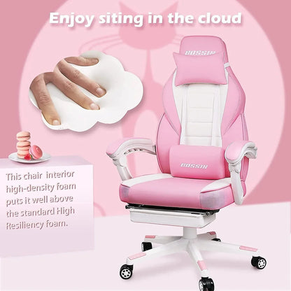 Chaise de jeu style course BOSSIN, fauteuil gamer grande taille 300 lb, chaise d'ordinateur à dossier haut