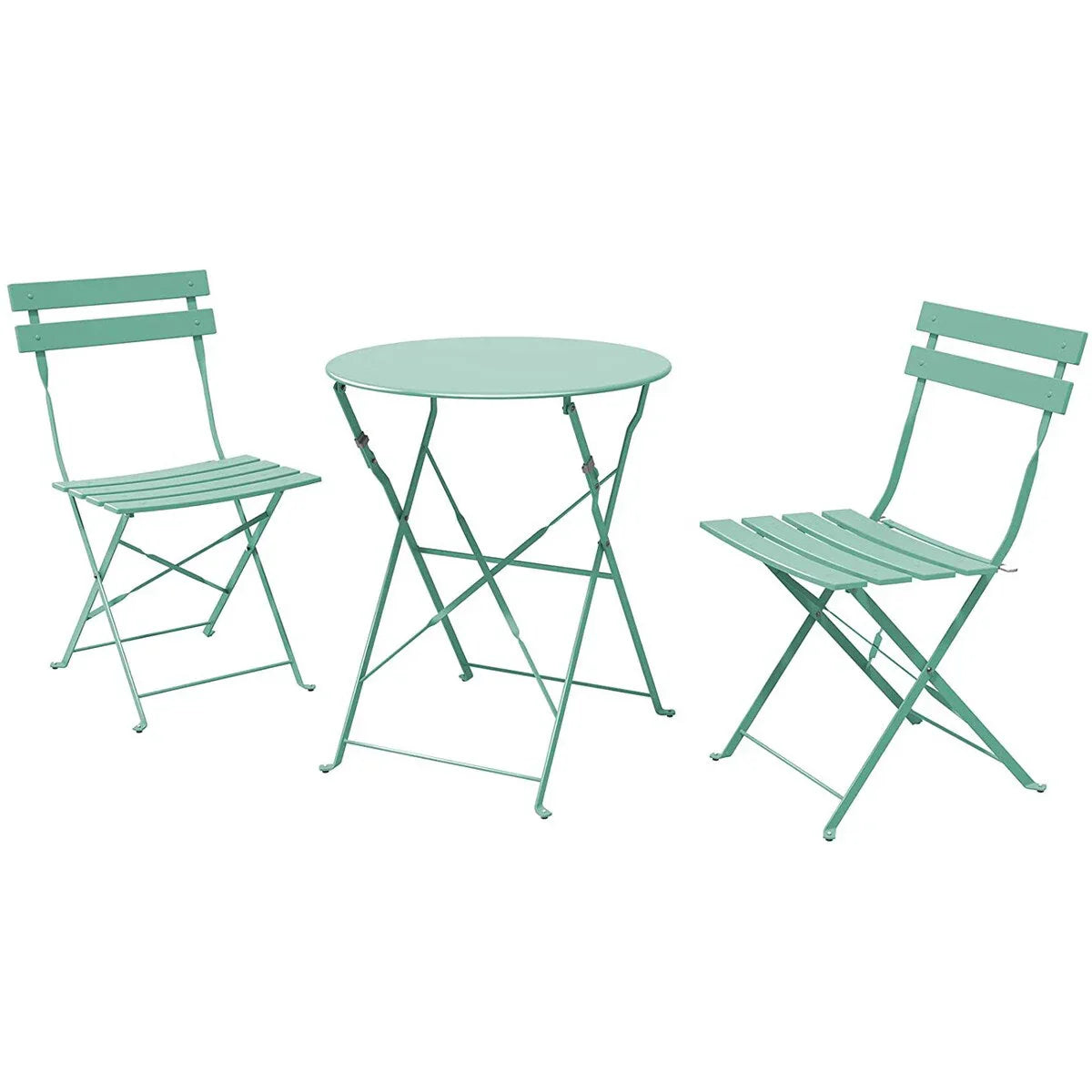 Ensemble bistrot pliant en métal 3 pièces, salon de conversation intérieur/extérieur résistant aux intempéries pour patio, cour, jardin
