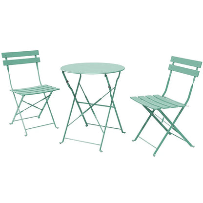 Ensemble bistrot pliant en métal 3 pièces, salon de conversation intérieur/extérieur résistant aux intempéries pour patio, cour, jardin